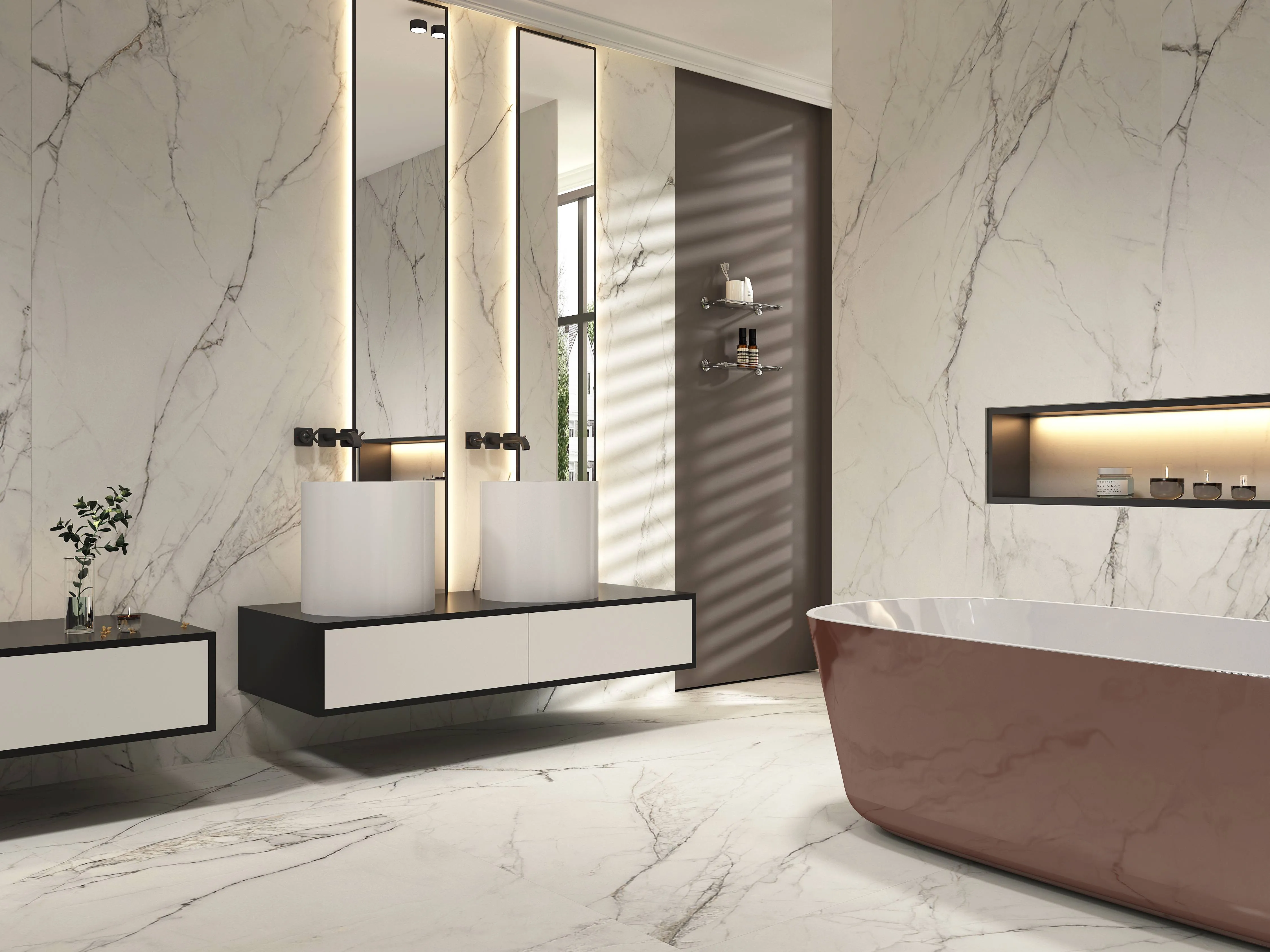 Snow White Statuario Marble Stone-Look Sintered Stone for Wall and Floor