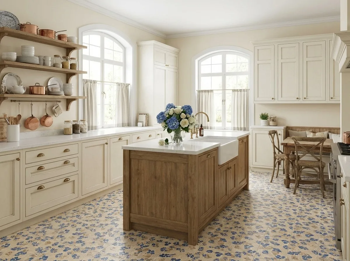 Blue Beige Floral Decorative Tile for Wall & Floor