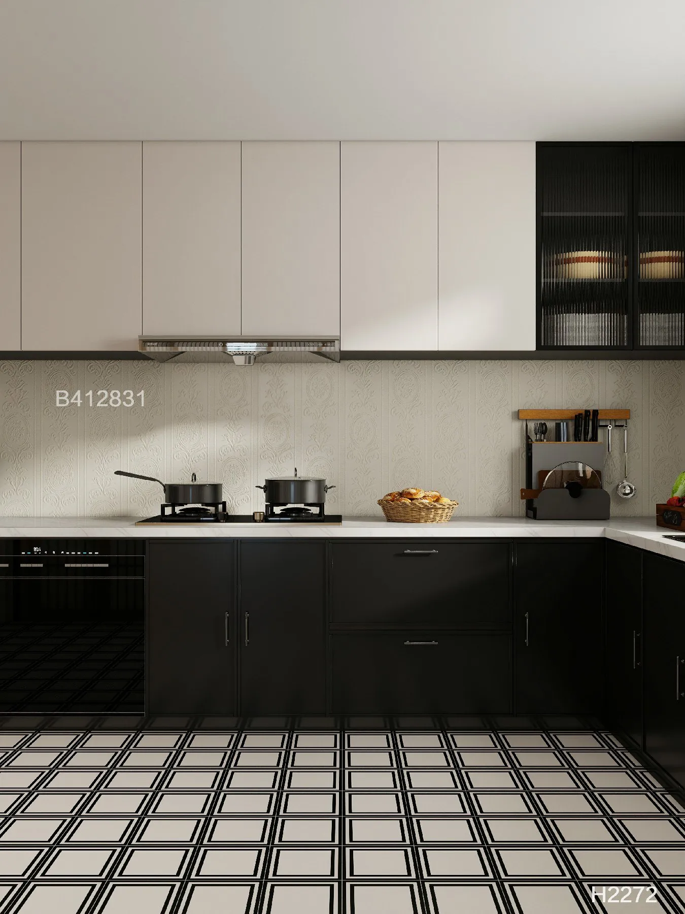 Black White Geometric Decorative Tile for Wall & Floor