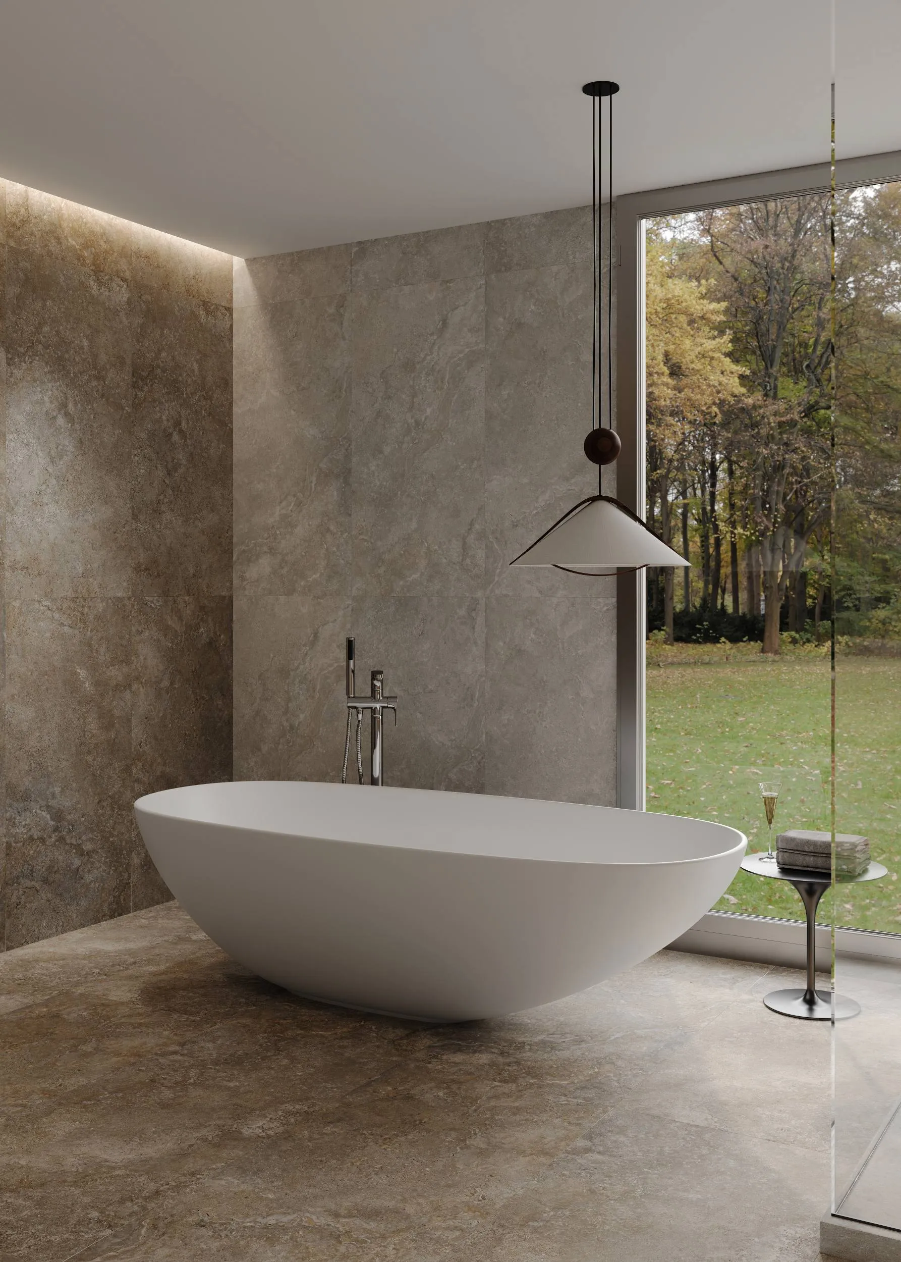 Warm Beige Travertine-Look Wall & Floor Tile