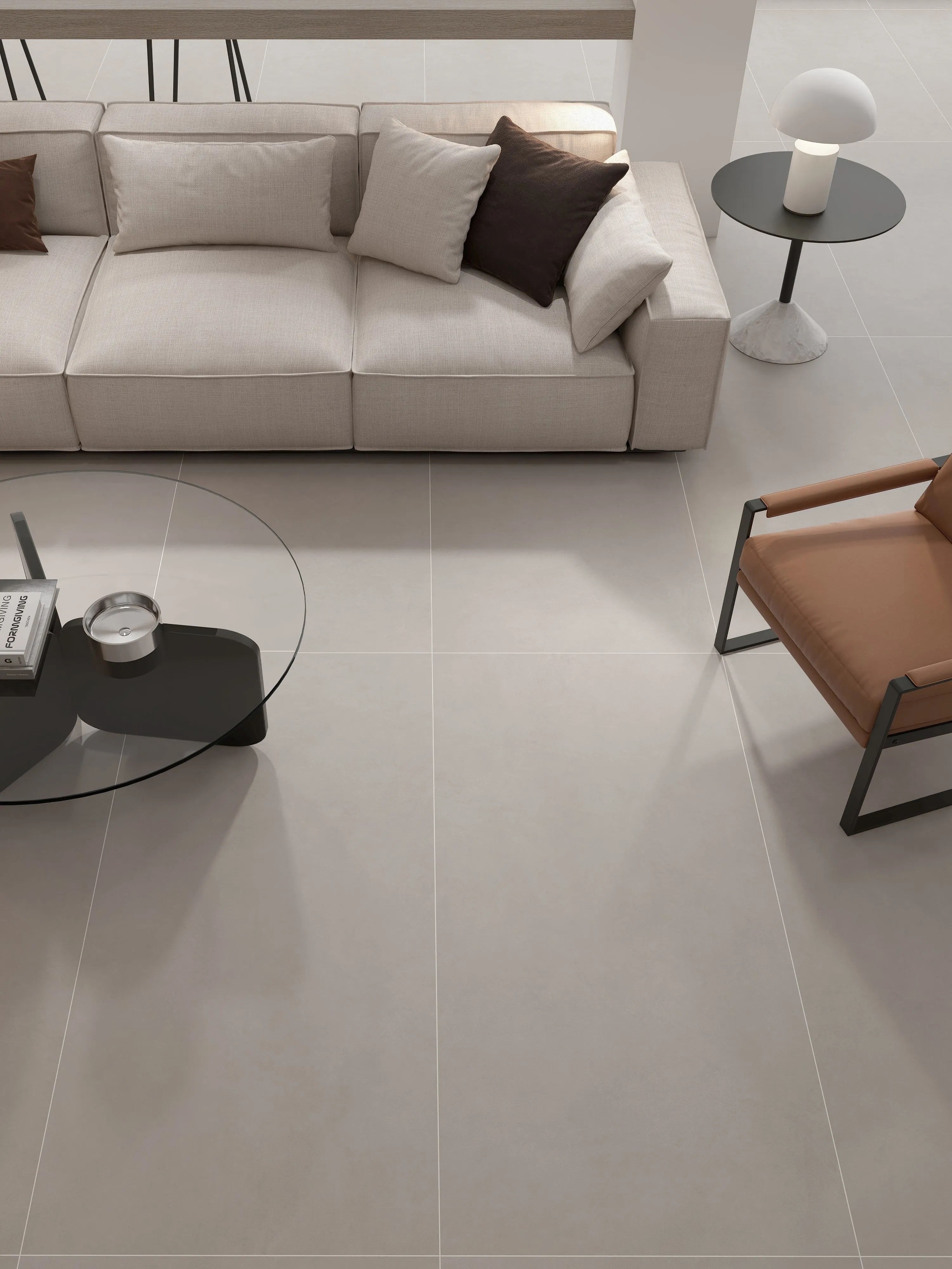 Light Taupe Limestone Cement-Look Porcelain Wall/Floor Tile