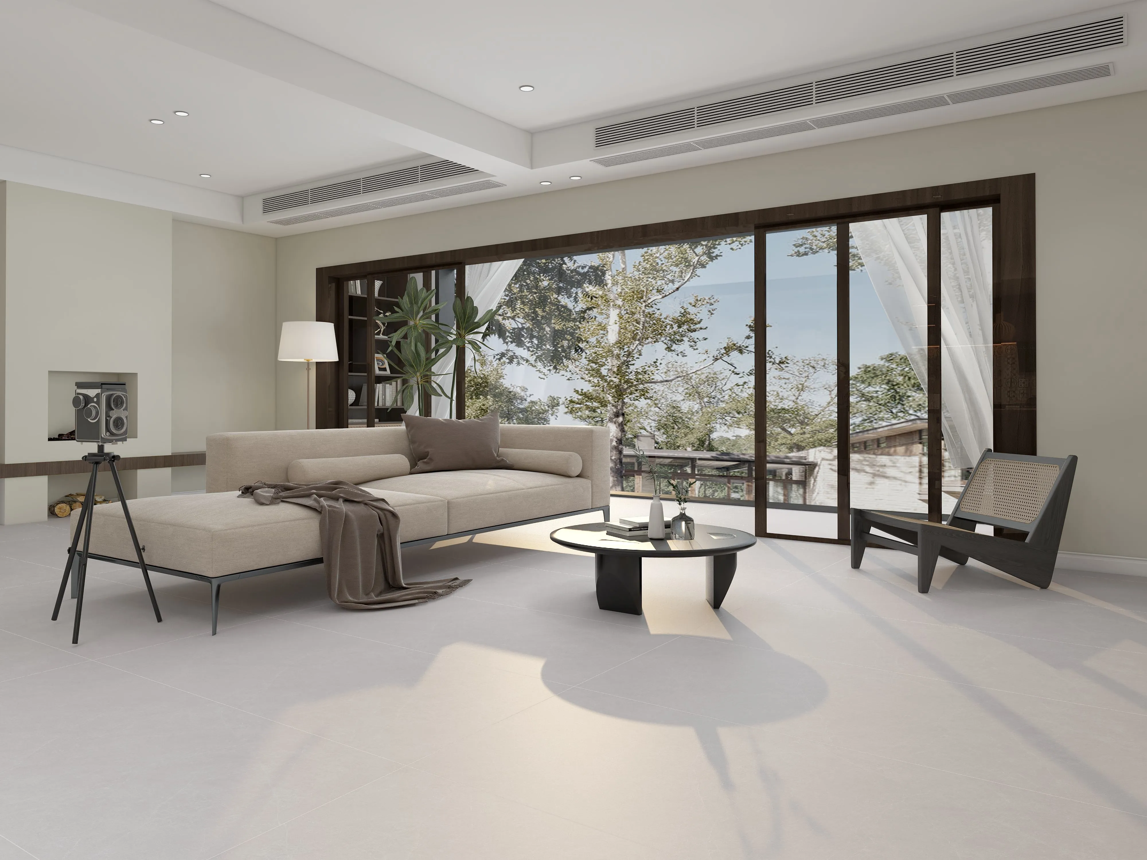 Light Mist Grey Limestone Cement-Look Porcelain Wall/Floor Tile