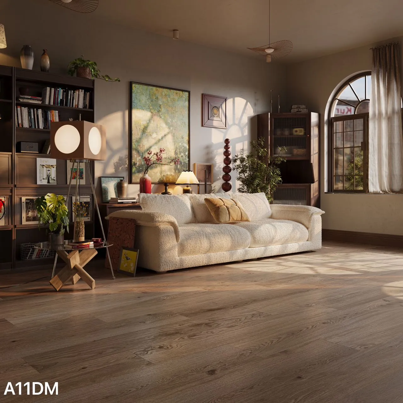 Ivory Whitewashed Oak Wood Look Porcelain Tile for Wall and Floor