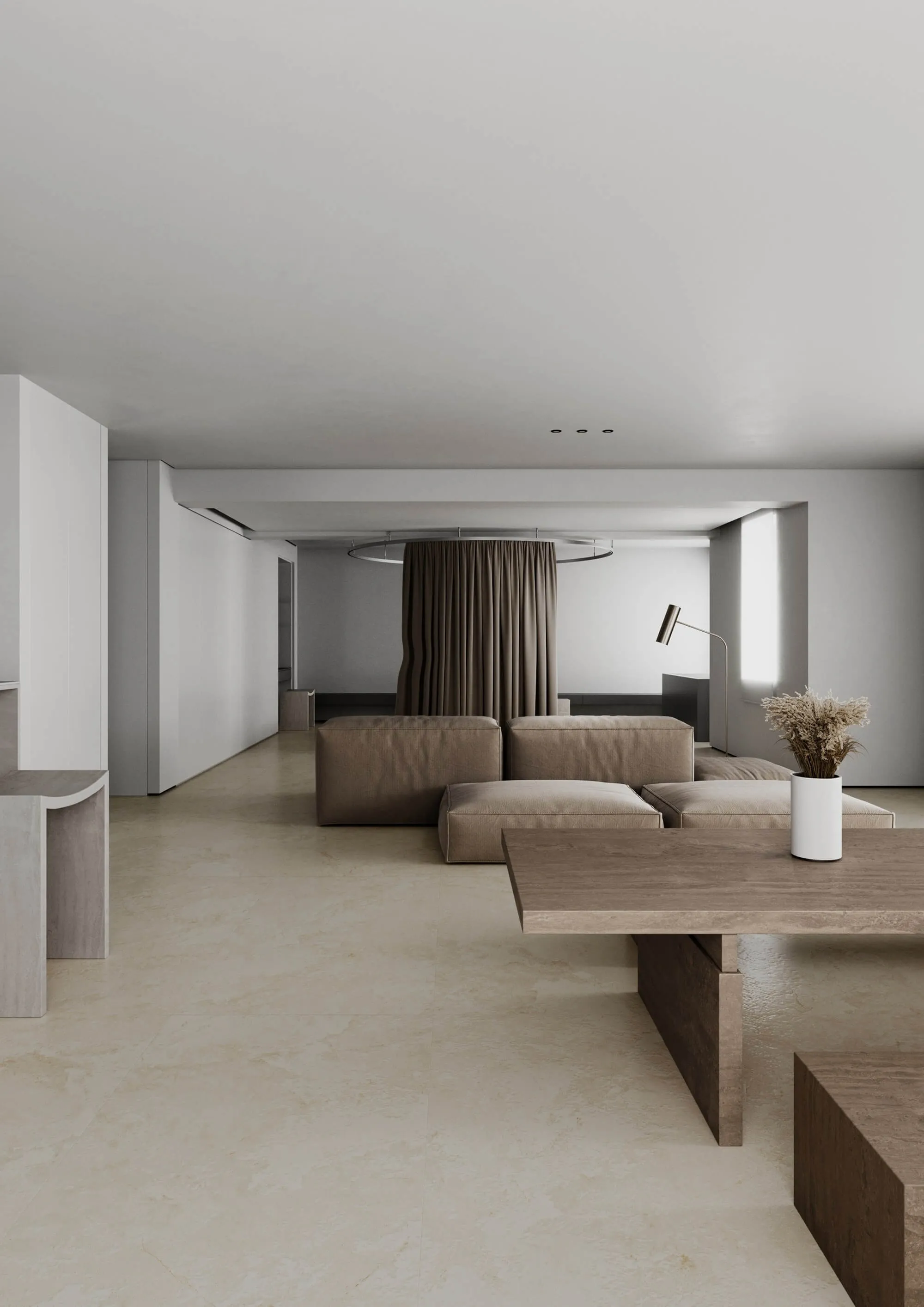 Soft Ivory White Sandstone-Look Porcelain Wall/Floor Tile