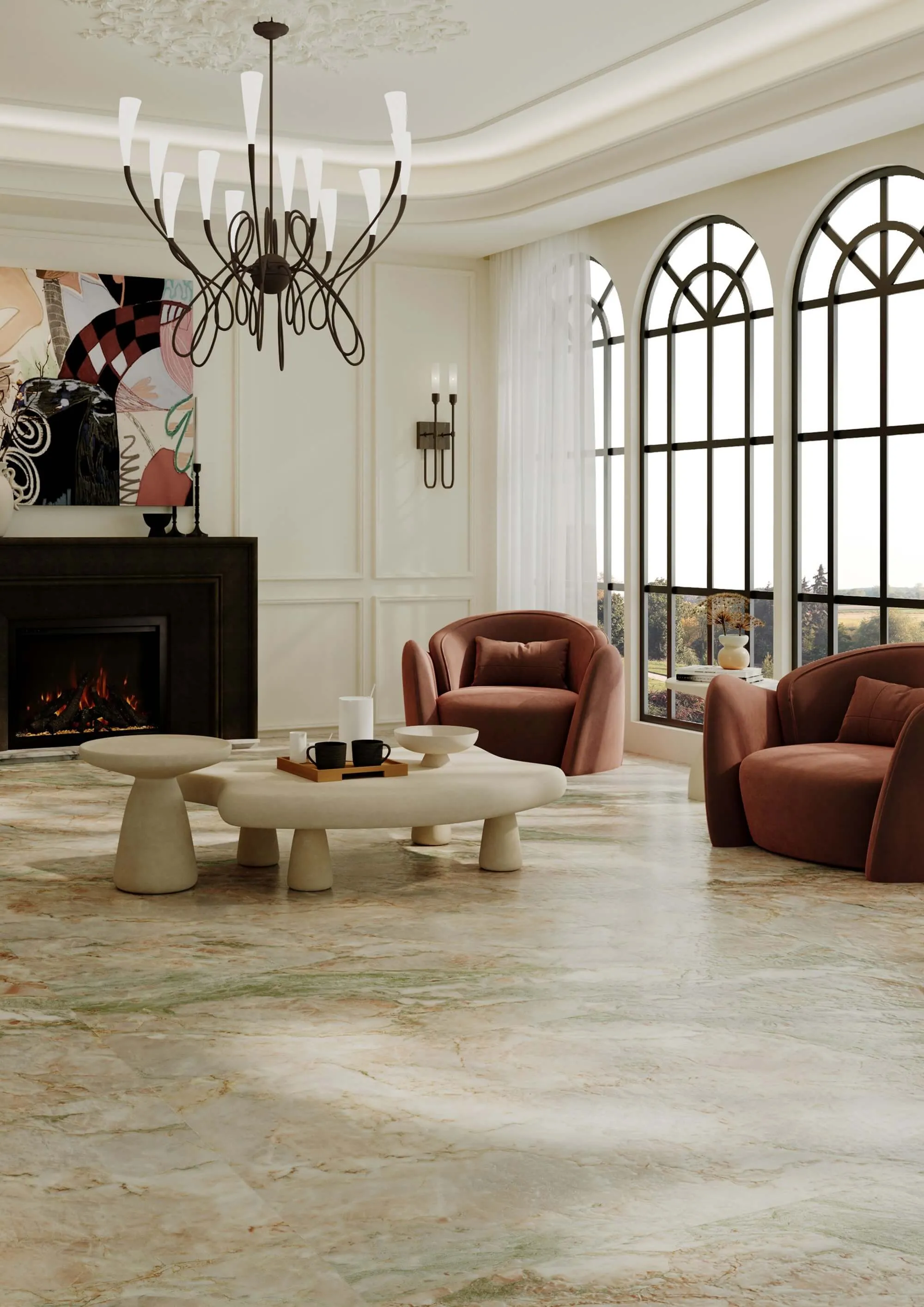 Charcoal Black Breccia Marble-Look Porcelain Wall/Floor Tile