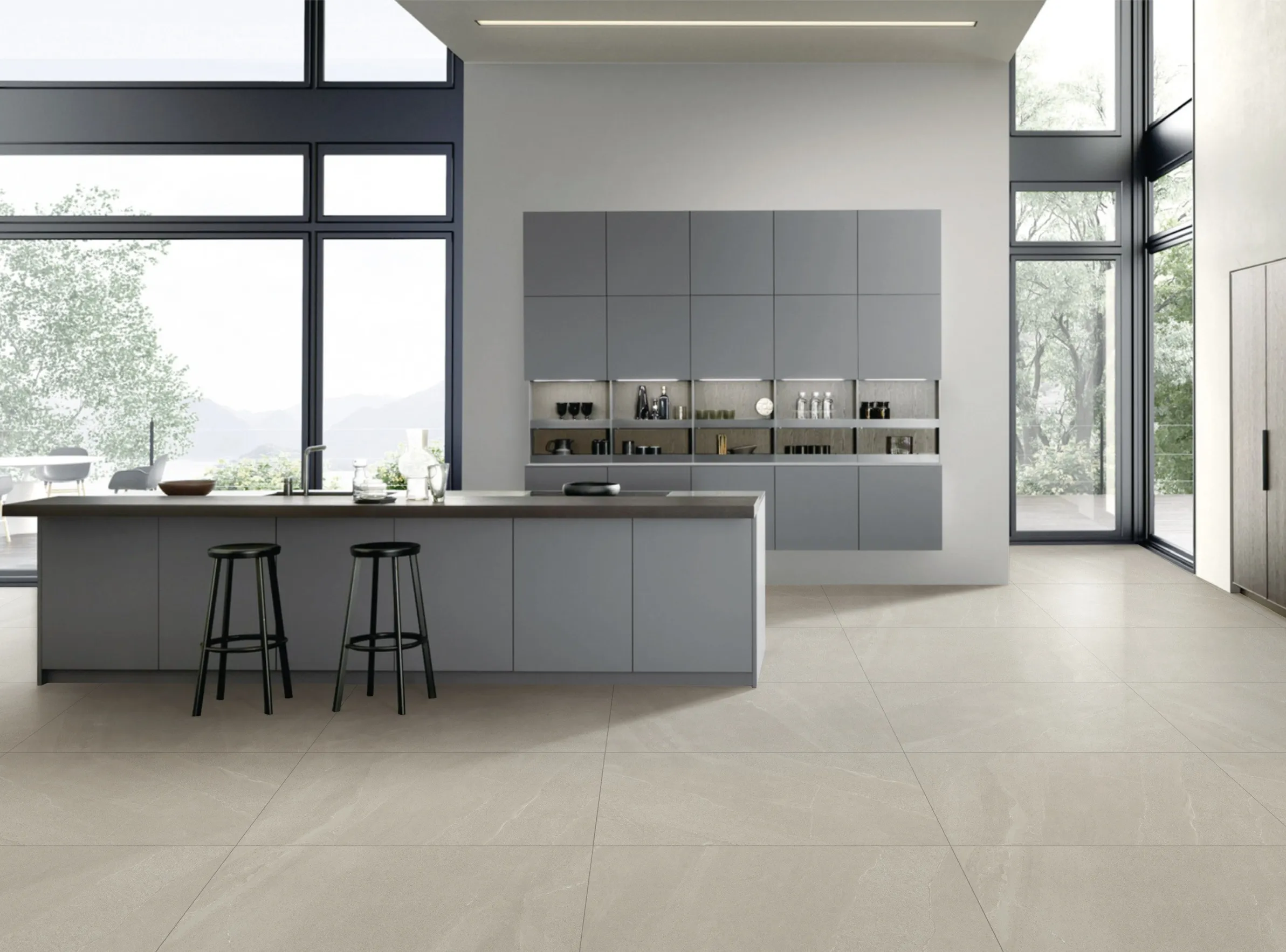 Light Beige Sandstone-Look Porcelain Wall/Floor Tile