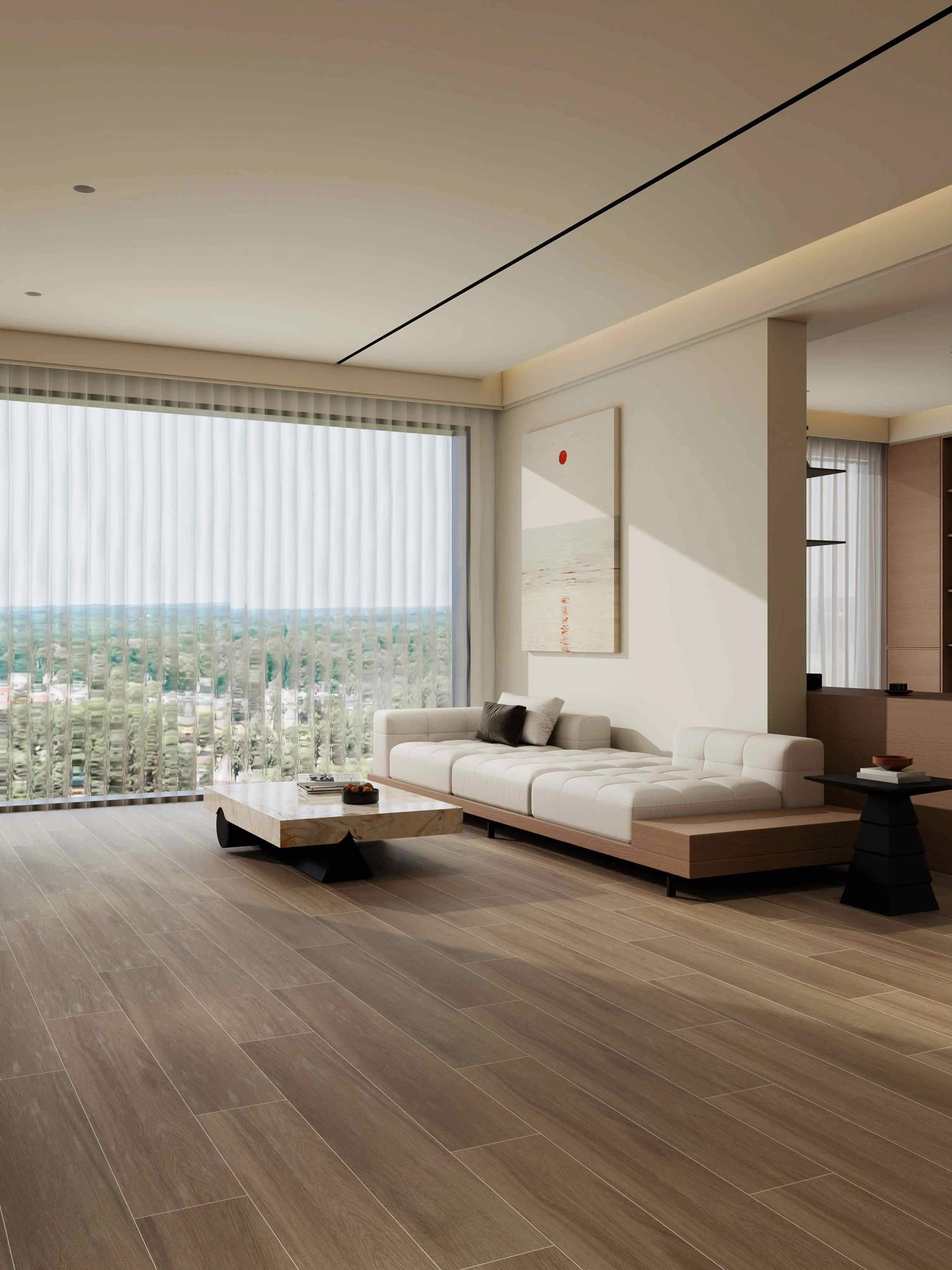 Taupe Brown Smoky Oak Wood-Look Porcelain Tile for Wall and Floor