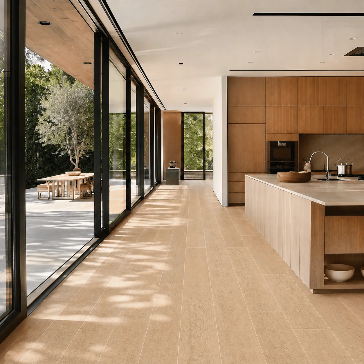 Light Beige Cross Cut Wood Look Porcelain Tile for Wall and Floor