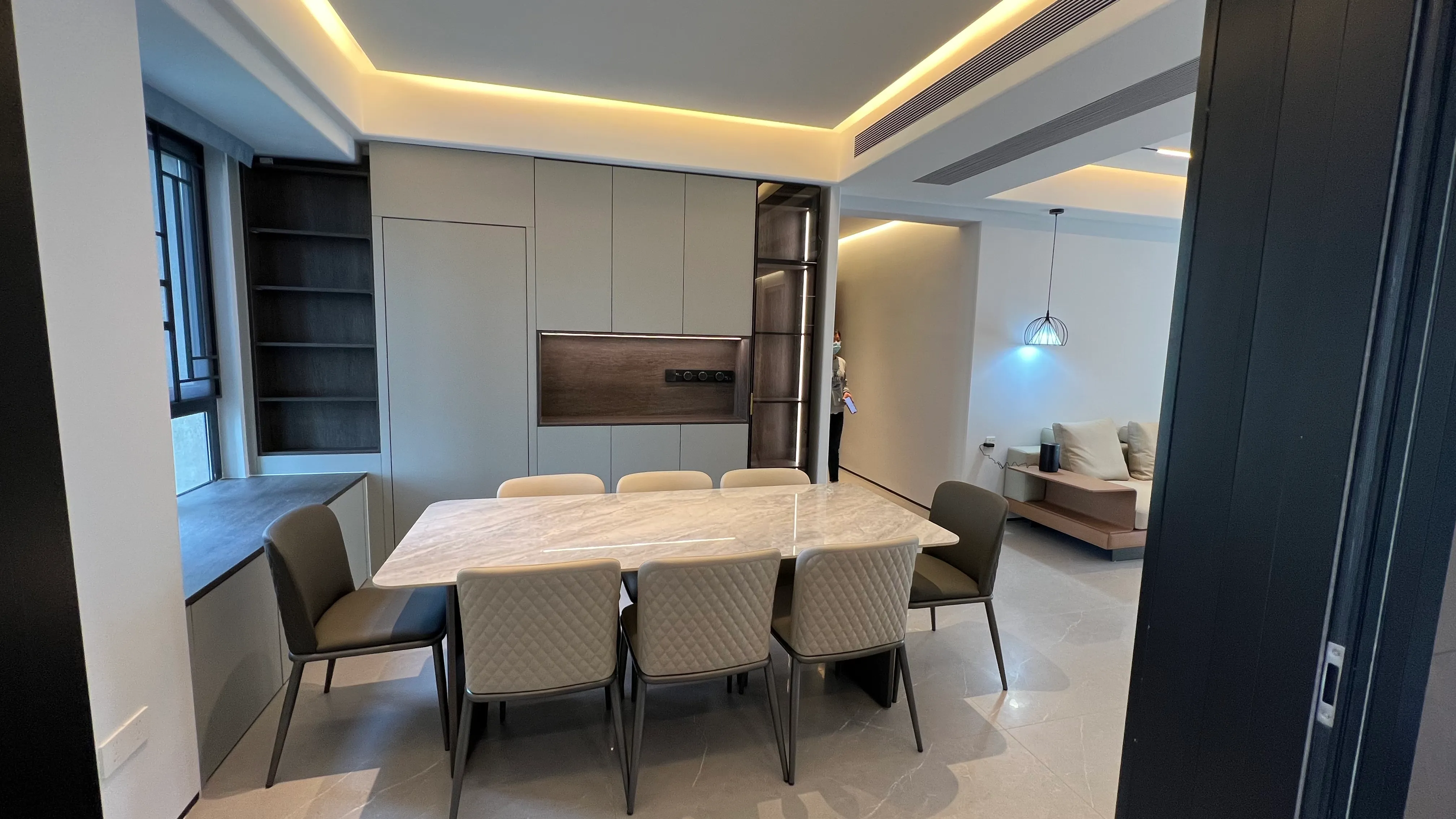 Modern Classic Apartment with Stone Look Tiles - Modern Classic Dining Room with Stone Look Tiles 1