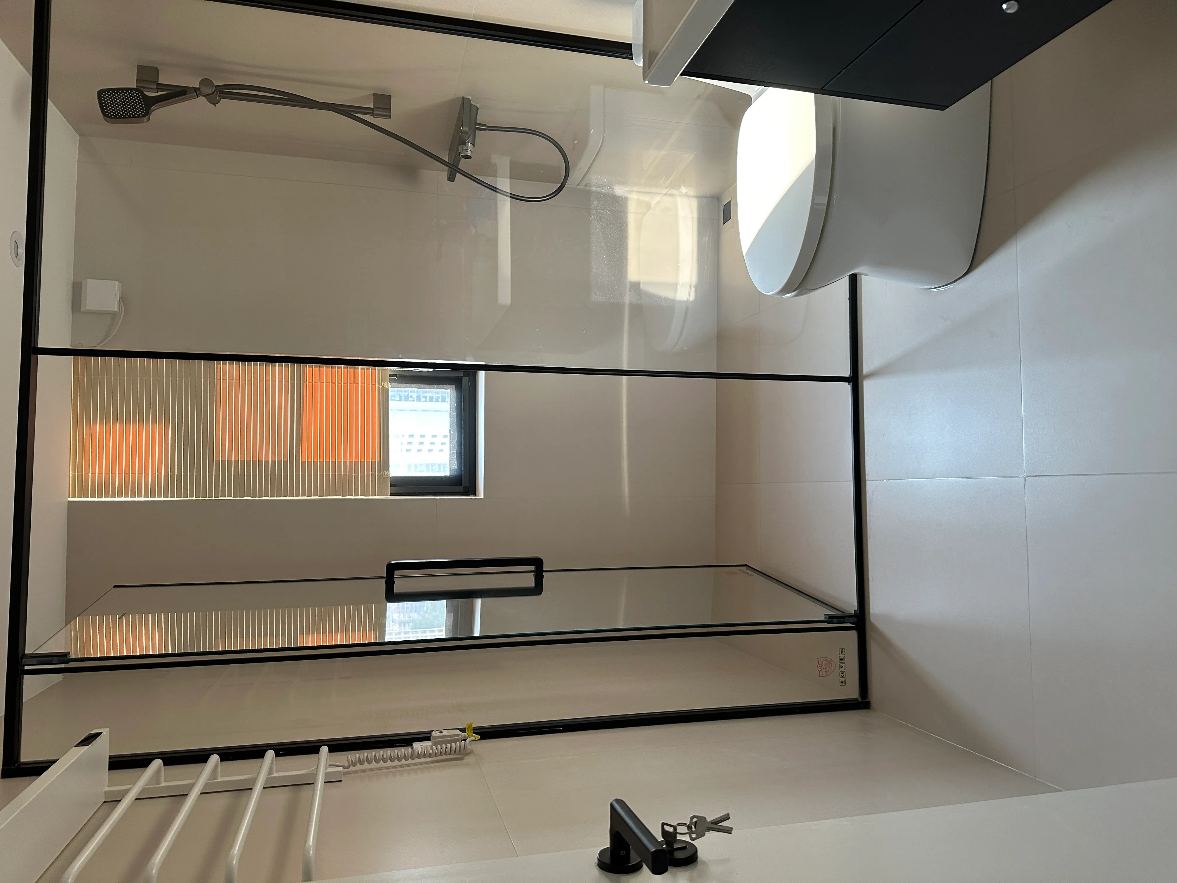 Modern Minimalist Apartment with Concrete Look Tiles - Modern Minimalist Bathroom with Concrete Look Tiles 1