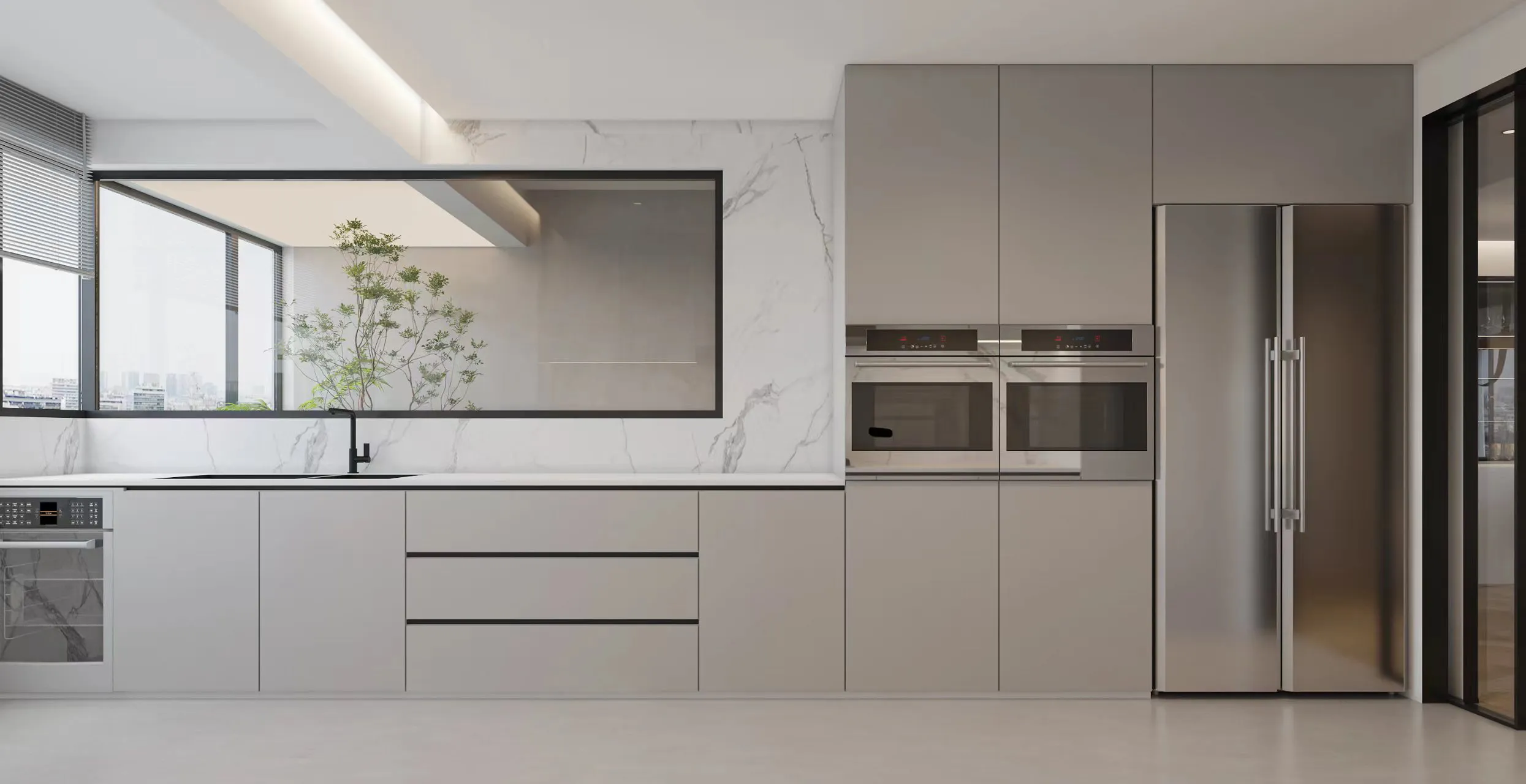 Modern Minimalist Kitchen with Marble Look Tiles - Modern Minimalist Kitchen with Marble Look Tiles 3